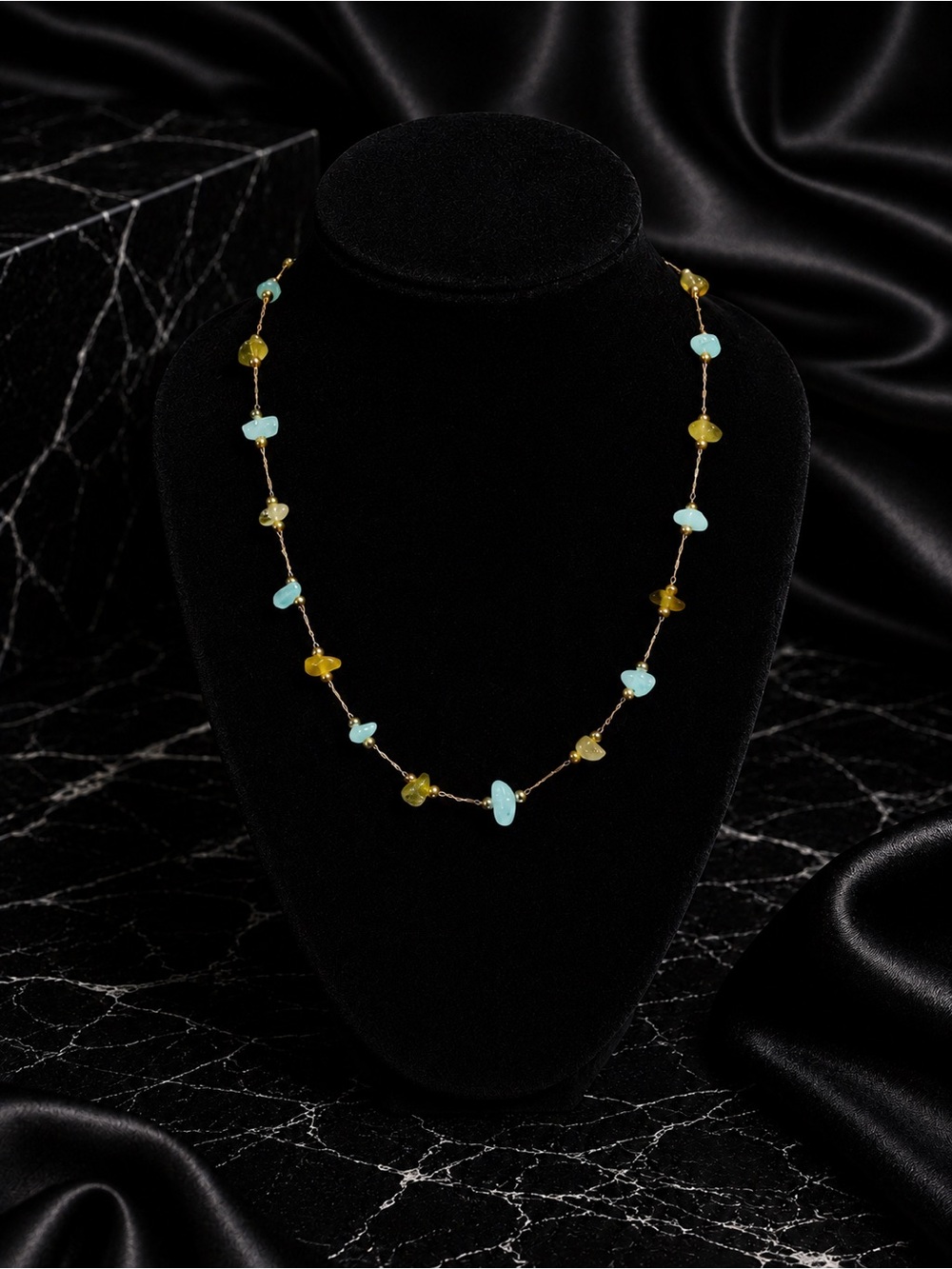 Azure Solstice Blue Apatite & Citrine Luxe Station Necklace